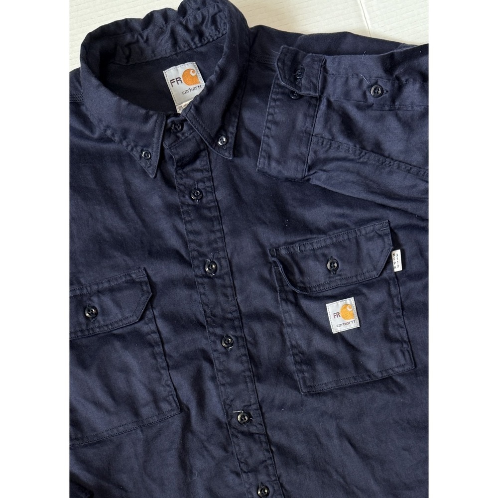 CARHARTT FR - Men's Flame Resistant Blue Workwear Long Sleeve Shirt FRS003 - 3XL